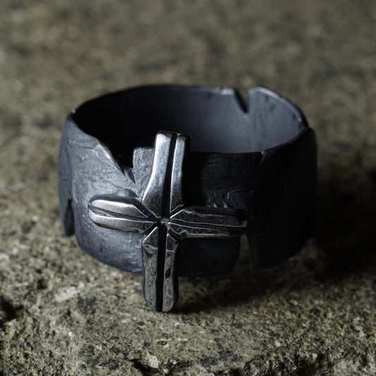 B Cross Ring - 925 Sterling Silver